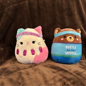 Squishmallows Pink and Blue Workout Stuffed Animals